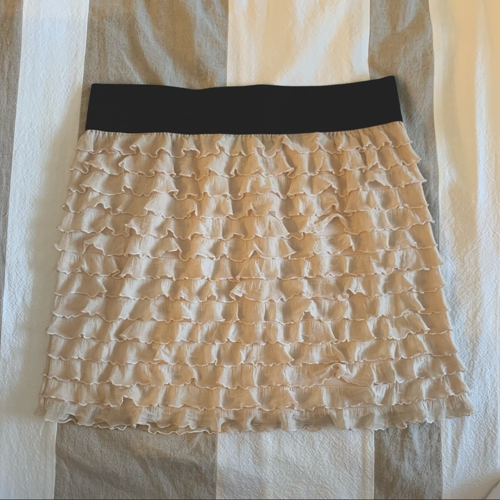 Free People Cream Ruffle Skirt